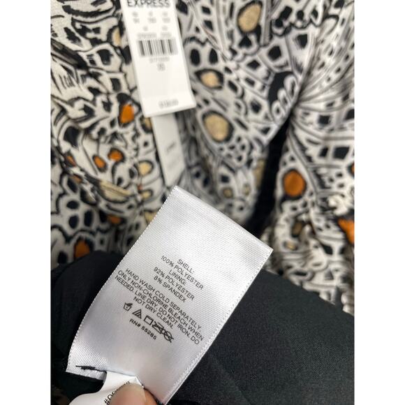 NEW Express X Rachel Zoe Butterfly One Shoulder Dress SIze XS Black White - Picture 7 of 10